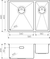 Комплект Мойка Omoikiri Taki 58-2-U/IF L + Измельчитель Nagare slim 900