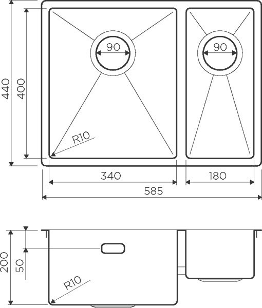 Комплект Мойка Omoikiri Taki 58-2-U/IF L + Измельчитель Nagare slim 900