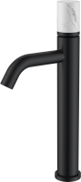 Смеситель для раковины Boheme Stick 122-B-MR-W черный, белый мрамор Смеситель для раковины Boheme Stick 122-B-MR-W черный, белый мрамор