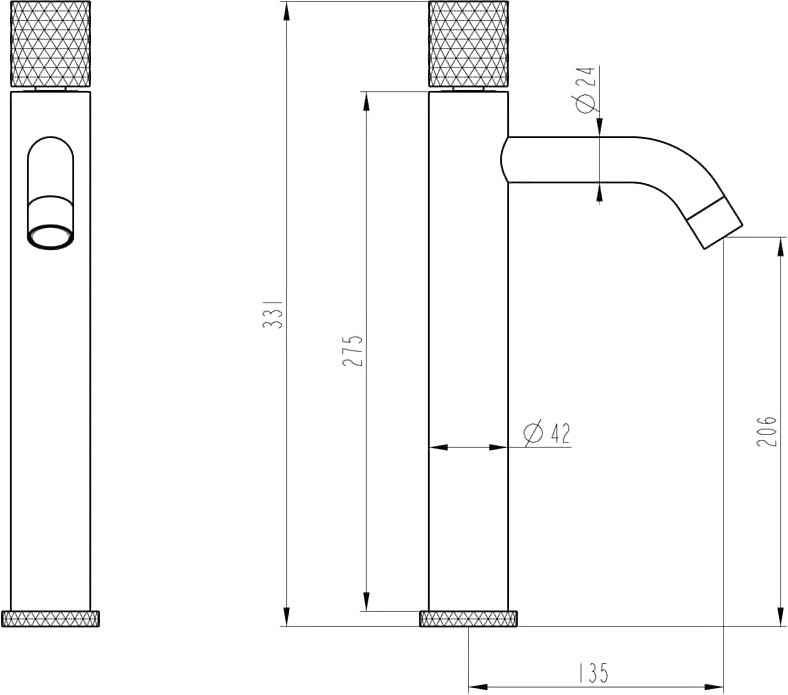 Смеситель для раковины Boheme Stick 122-B-MR-W черный, белый мрамор
