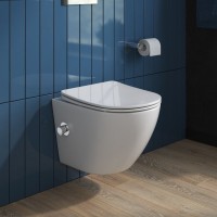 Комплект Унитаз подвесной BelBagno Uno BB3105CHR-BS/SC с микролифтом, со смесителем и функцией биде + Крепления Geberit Duofix 111.815.00.1 к стене + Звукоизоляция + Инсталляция UP 320 111.300.00.5 + Кнопка Sigma 01 115.770.11.5 белая
