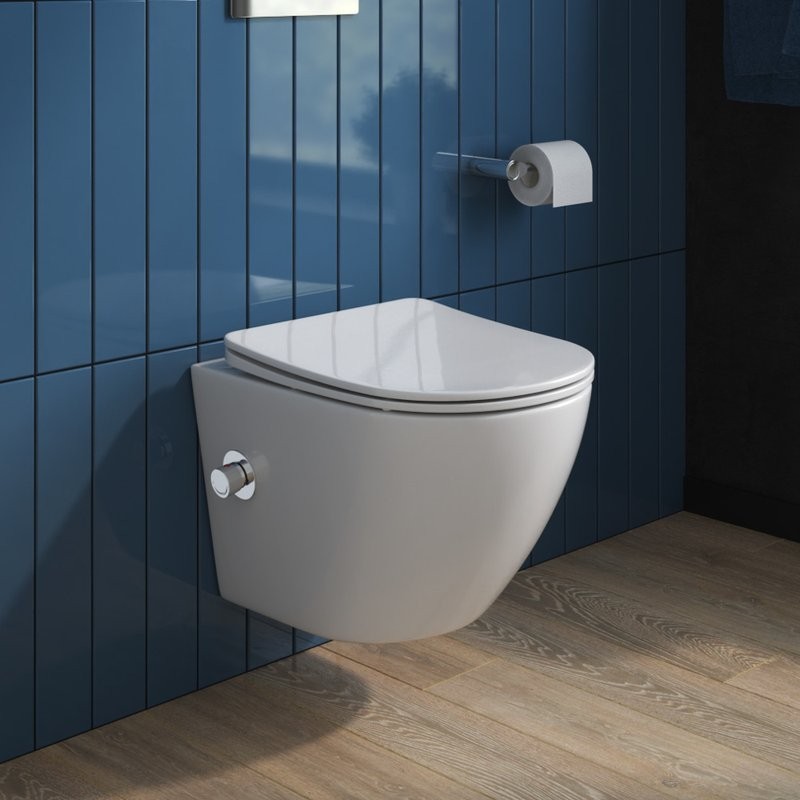 Комплект Унитаз подвесной BelBagno Uno BB3105CHR-BS/SC с микролифтом, со смесителем и функцией биде + Крепления Geberit Duofix 111.815.00.1 к стене + Звукоизоляция + Инсталляция UP 320 111.300.00.5 + Кнопка Sigma 01 115.770.11.5 белая