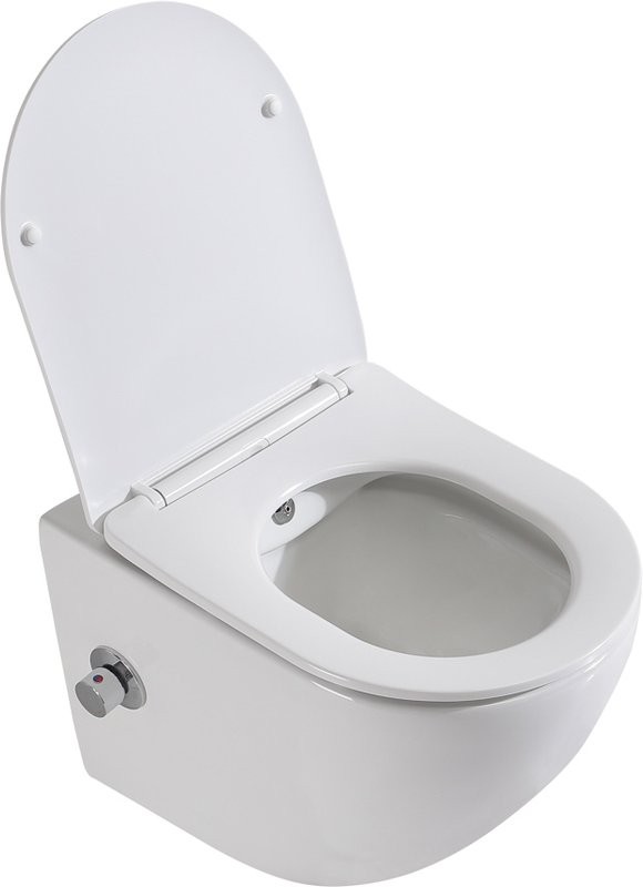 Комплект Унитаз подвесной BelBagno Uno BB3105CHR-BS/SC с микролифтом, со смесителем и функцией биде + Крепления Geberit Duofix 111.815.00.1 к стене + Звукоизоляция + Инсталляция UP 320 111.300.00.5 + Кнопка Sigma 01 115.770.11.5 белая