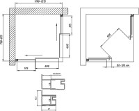 Душевой уголок Vegas Glass ZA-F Tur Novo 120*80 05 01 профиль бронза, стекло прозрачное