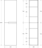 Шкаф пенал для ванной Cezares Duet Bianco Lucido белый глянец, универсальный