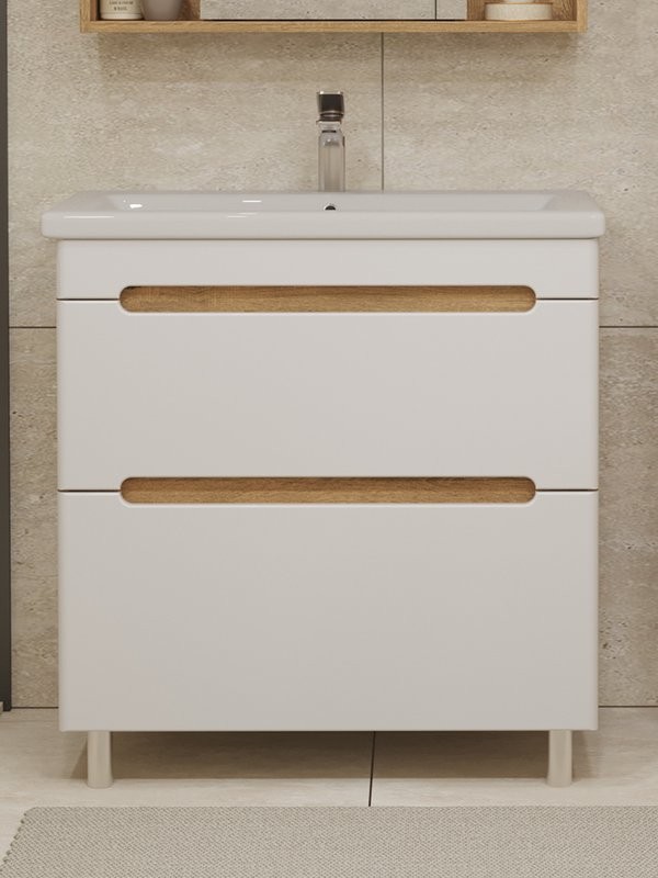 Тумба под раковину без столешницы SanStar Diva 70 напольная белая, дуб вотан
