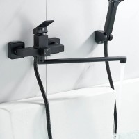 Смеситель с длинным изливом для ванны Shevanik S9622H черный