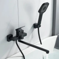 Смеситель с длинным изливом для ванны Shevanik S9622H черный Смеситель с длинным изливом для ванны Shevanik S9622H черный