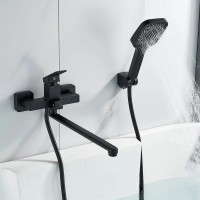 Смеситель с длинным изливом для ванны Shevanik S9622H черный