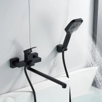 Смеситель с длинным изливом для ванны Shevanik S9622H черный