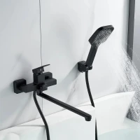 Смеситель с длинным изливом для ванны Shevanik S9622H черный Смеситель с длинным изливом для ванны Shevanik S9622H черный