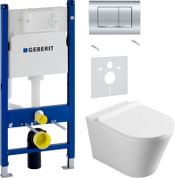 Комплект Унитаз подвесной Vincea Vito + Звукоизоляция Geberit + Инсталляция Duofix Delta 458.163.21.1 с кнопкой смыва, хром