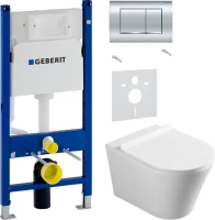 Комплект Унитаз подвесной Vincea Vito + Звукоизоляция Geberit + Инсталляция Duofix Delta 458.163.21.1 с кнопкой смыва, хром
