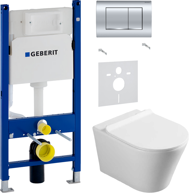 Комплект Унитаз подвесной Vincea Vito + Звукоизоляция Geberit + Инсталляция Duofix Delta 458.163.21.1 с кнопкой смыва, хром