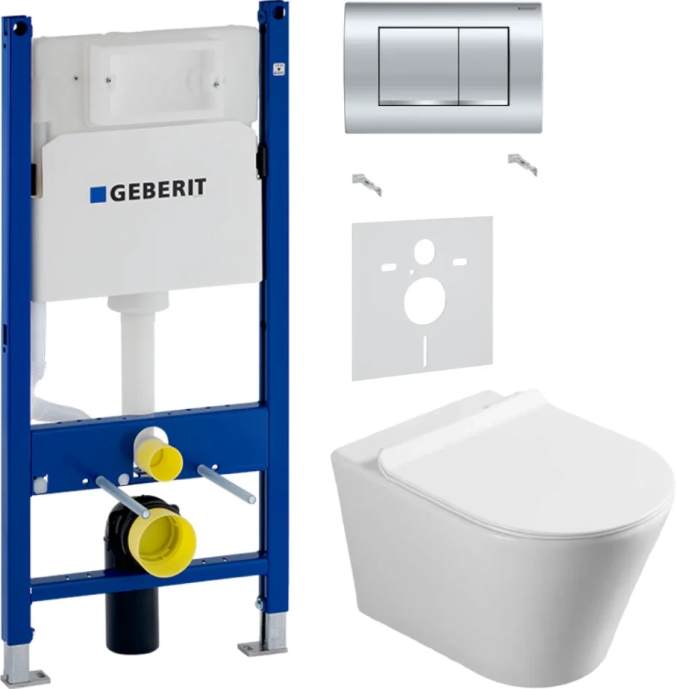 Комплект Унитаз подвесной Vincea Vito + Звукоизоляция Geberit + Инсталляция Duofix Delta 458.163.21.1 с кнопкой смыва, хром
