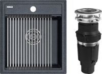 Комплект Мойка Paulmark Stepia + Step PM114651-DG+R375-BS графит + Измельчитель Bone Crusher BC 610-AS
