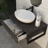 Тумба под раковину 1MarKa Grunge Loft 80 бетон темно-серый