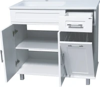Тумба с раковиной Misty Купер 90 L с бельевой корзиной Тумба с раковиной Misty Купер 90 L с бельевой корзиной