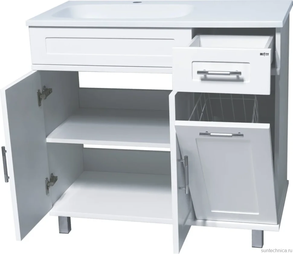 Тумба с раковиной Misty Купер 90 L с бельевой корзиной