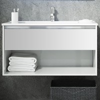 Тумба с раковиной Sanvit Контур 90 белая глянцевая