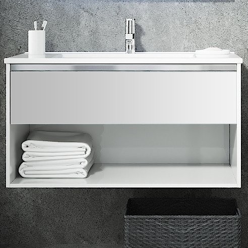 Тумба с раковиной Sanvit Контур 90 белая глянцевая