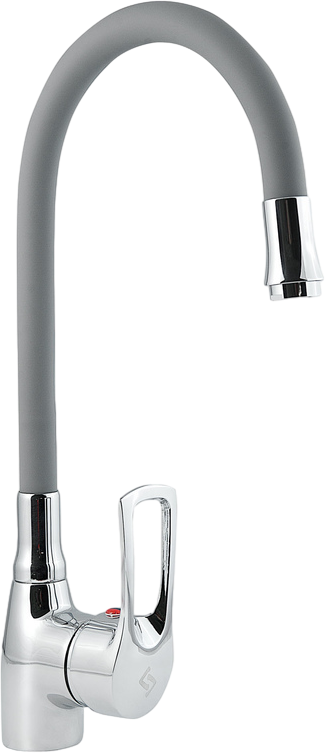 Смеситель для кухни Славен Прораб Ц СЛ-ОД-Ц2Г с гибким изливом, серый