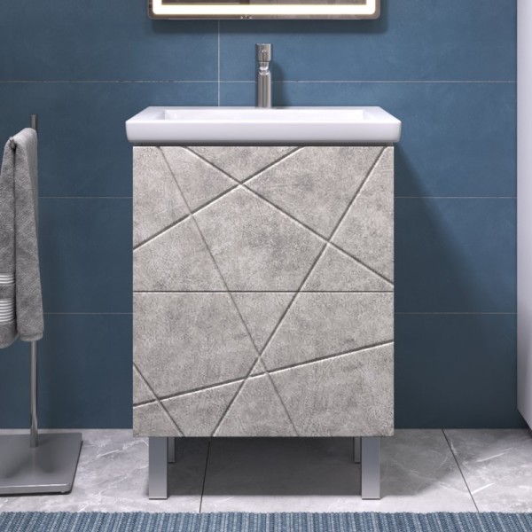 Тумба с раковиной Vigo Geometry 60 напольная, бетон, раковина Como 60