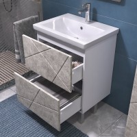 Тумба с раковиной Vigo Geometry 60 напольная, бетон, раковина Como 60