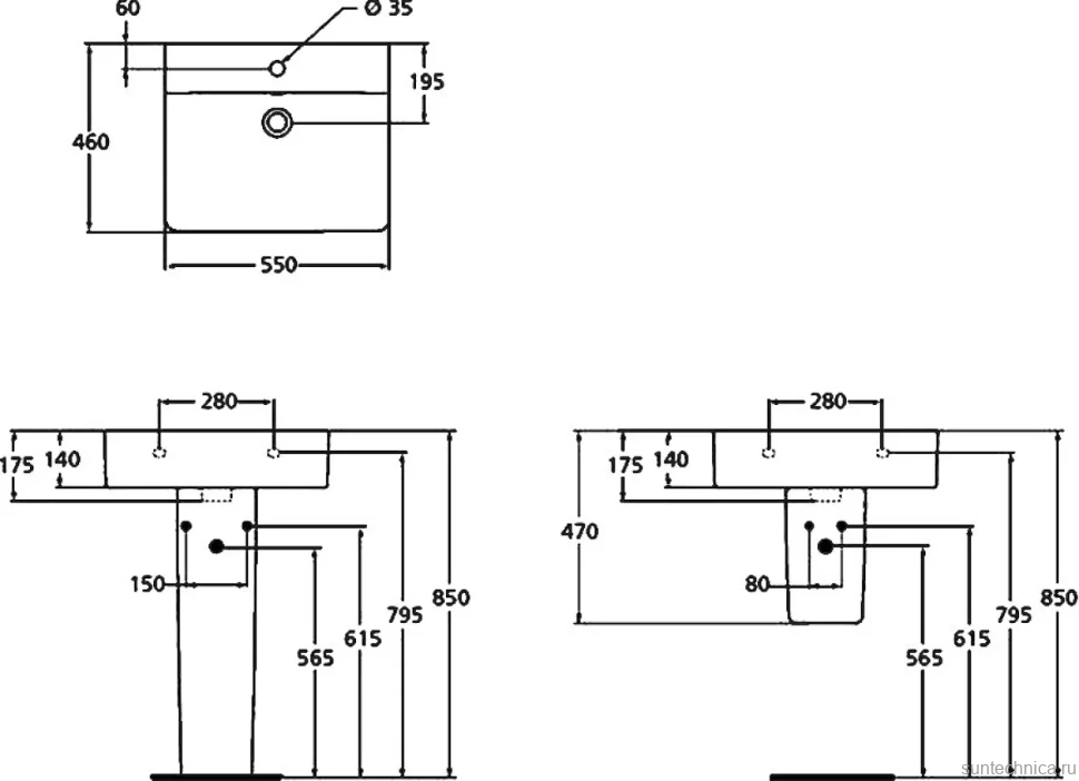 Раковина Ideal Standard Connect Cube E784401 55 см