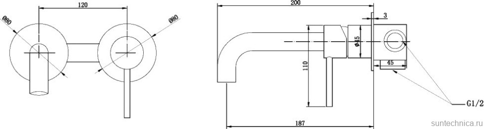 Смеситель для раковины Abber Wasser Kreis AF8112B С ВНУТРЕННЕЙ ЧАСТЬЮ, черный