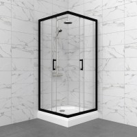 Душевой уголок Triton Фикс Блэк Щ0000077397 80х80 см с поддоном, профиль черный матовый