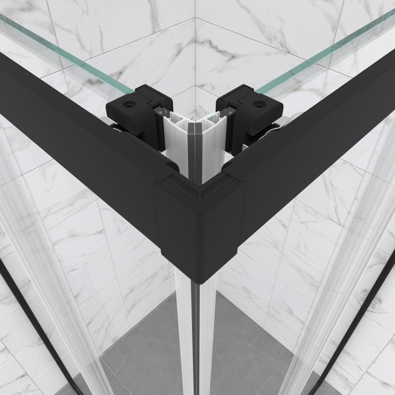 Душевой уголок Triton Фикс Блэк Щ0000077397 80х80 см с поддоном, профиль черный матовый