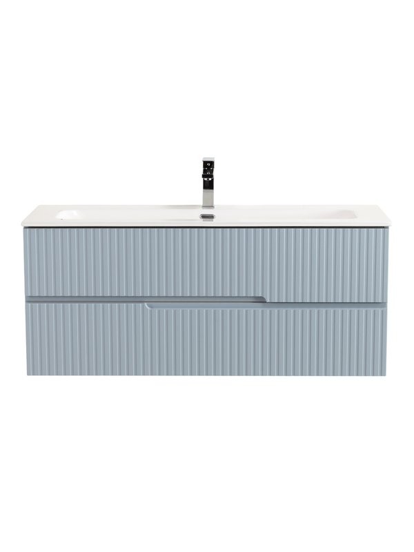 Тумба с раковиной Cezares Duet-n 120 подвесная, 2 ящика, жемчужная голубая