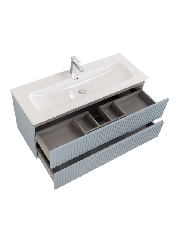 Тумба с раковиной Cezares Duet-n 120 подвесная, 2 ящика, жемчужная голубая