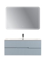 Тумба с раковиной Cezares Duet-n 120 подвесная, 2 ящика, жемчужная голубая