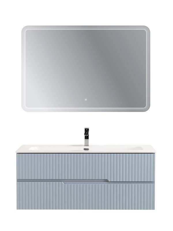 Тумба с раковиной Cezares Duet-n 120 подвесная, 2 ящика, жемчужная голубая