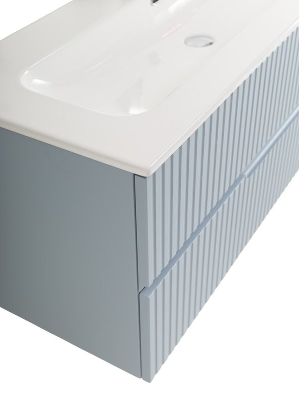 Тумба с раковиной Cezares Duet-n 120 подвесная, 2 ящика, жемчужная голубая