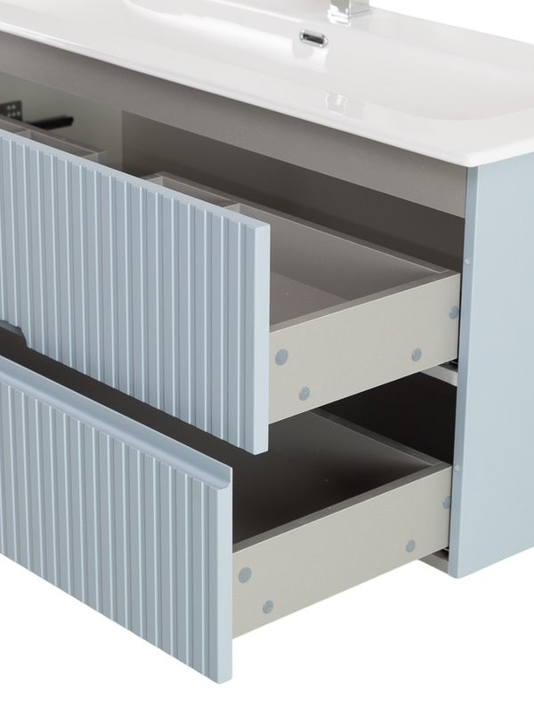 Тумба с раковиной Cezares Duet-n 120 подвесная, 2 ящика, жемчужная голубая