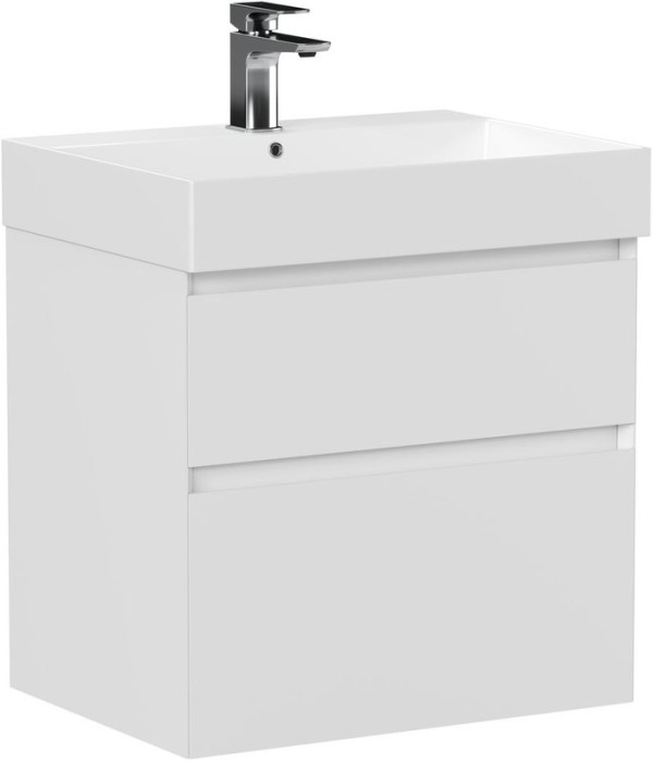 Тумба с раковиной Allen Brau Infinity 60 2 ящика, матовый белый, раковина Aquanet Sanovit Slim Synergy 60