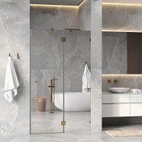 Душевая дверь в нишу Wasserkraft Ems 76H05R-MR 120 см, зеркальное стекло, фурнитура золото