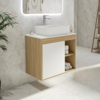 Тумба с раковиной Teymi Nura 70 дуб эврика, матовая белая, раковина Helmi 50