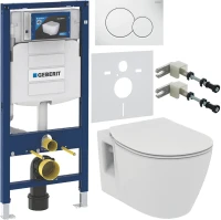 Комплект Унитаз подвесной Ideal Standard Connect + Крышка E772401 с микролифтом + Инсталляция Geberit Duofix UP 320 111.300.00.5 + Кнопка Sigma 01 115.770.11.5 белая + Крепления 111.815.00.1 к стене + Звукоизоляция