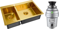 Комплект Мойка Zorg Inox PVD SZR-78-2-51 R bronze + Измельчитель Inox D