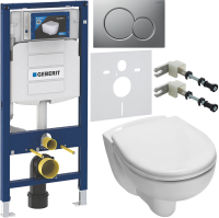 Комплект Унитаз подвесной TECE V04 9700004 + Крышка V04 9700602 с микролифтом + Инсталляция Geberit Duofix UP 320 111.300.00.5 + Кнопка Sigma 01 115.770.JQ.5 лакированная, матовый хром + Крепления 111.815.00.1 к стене + Звукоизоляция