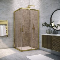 Душевой уголок Vegas Glass ZA Tur Novo h1900 110 09 05 профиль золото, стекло бронза