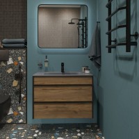 Мебель для ванной комнаты STWORKI Гриндстед 80 дуб таксония, раковина 43081-112-KL антрацит