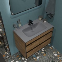 Мебель для ванной комнаты STWORKI Гриндстед 80 дуб таксония, раковина 43081-112-KL антрацит