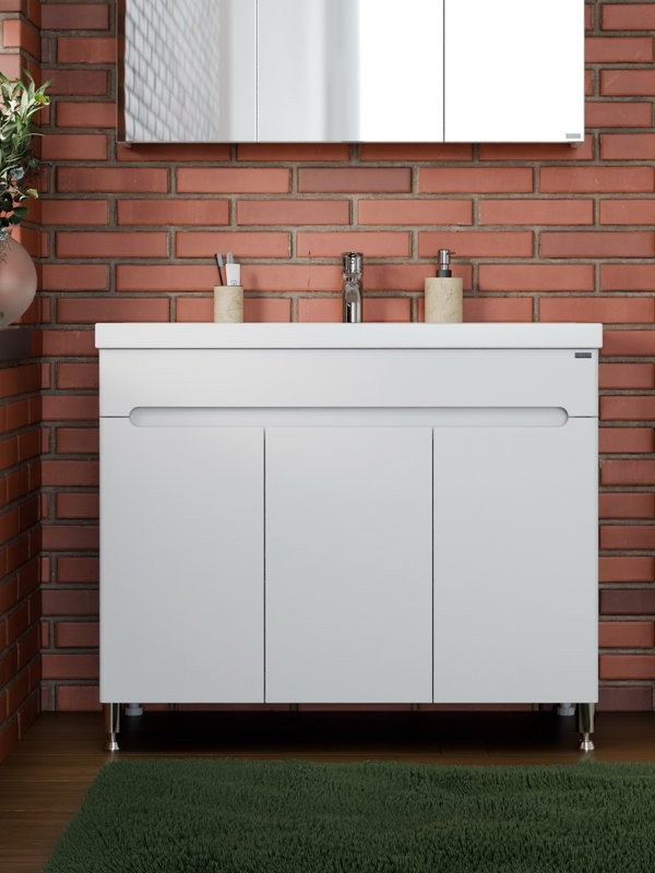 Тумба под раковину без столешницы СаНта Лондон 100 напольная, 3 дверцы
