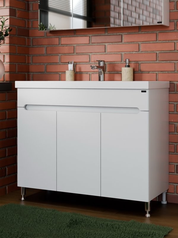 Тумба под раковину без столешницы СаНта Лондон 100 напольная, 3 дверцы