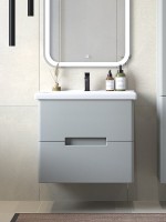 Тумба с раковиной SanStar Ориана 60 подвесная, серая, раковина Santek Миранда 60